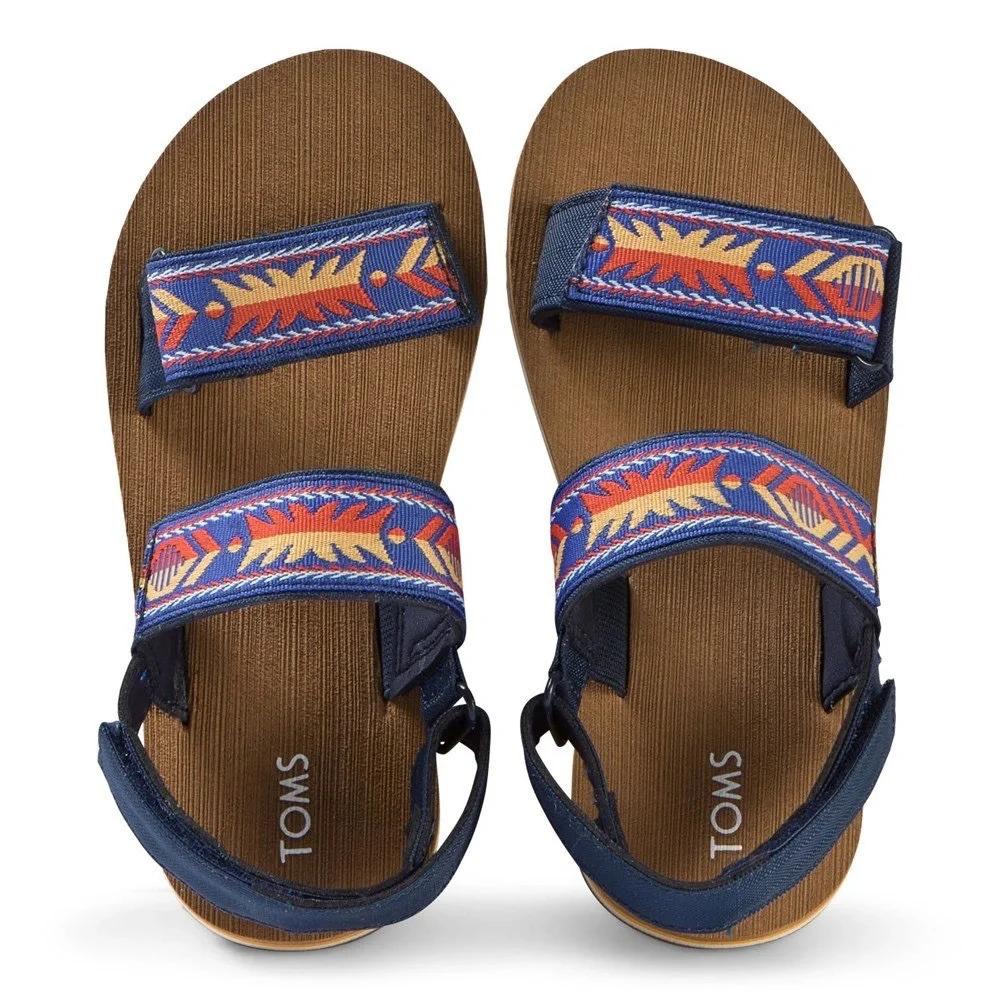 TOMS Navy Ray Patterned Velcro Sandals size US 1